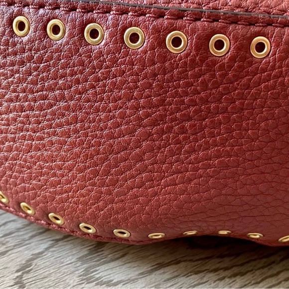 Michael Kors Red Hobo Bag with Gold Accents - Picture 8 of 9